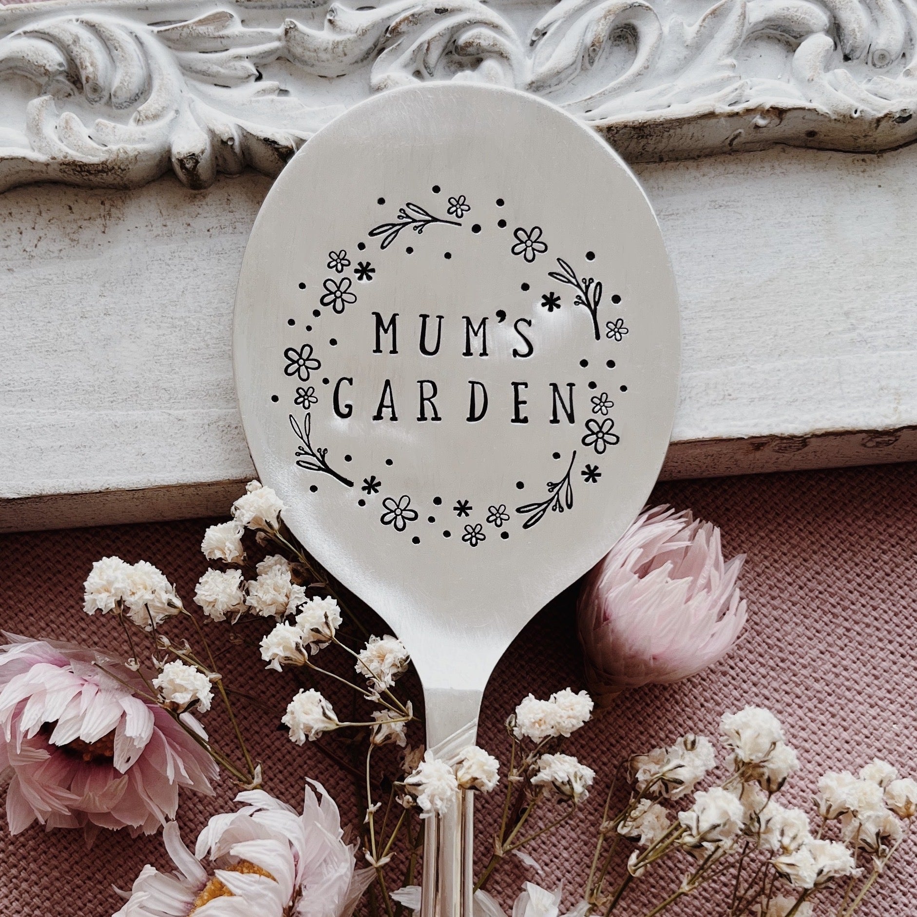 Mum's Garden / Personalised Name Garden Marker - Flat Vintage Spoon Garden/Plant Marker