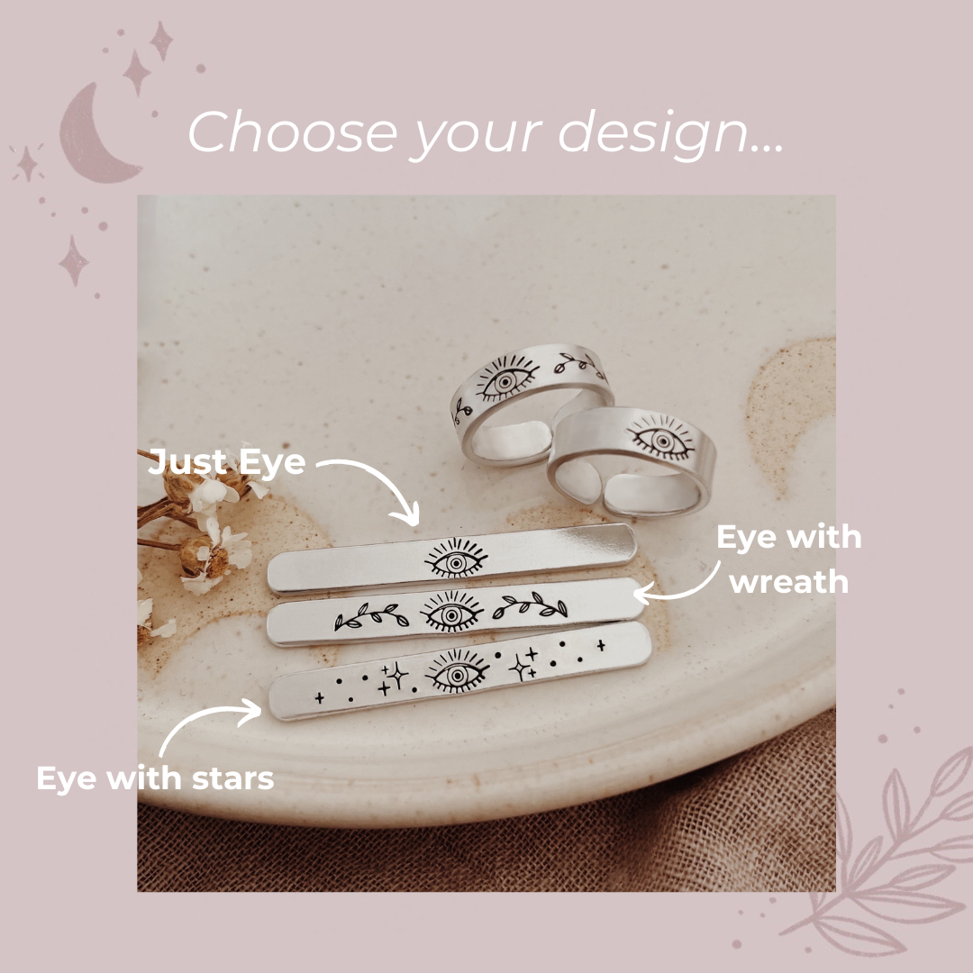 Mystical Eye Adjustable Aluminium Ring