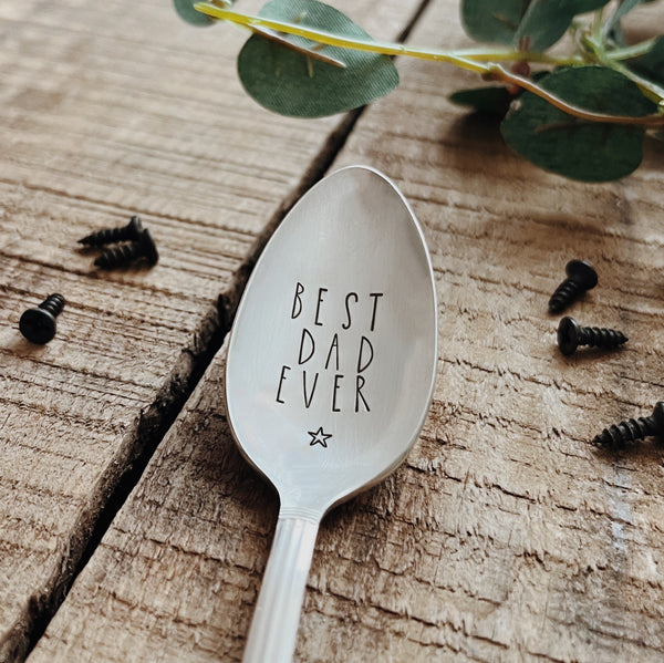 Best Dad Ever - Vintage Stamped Tea Spoon