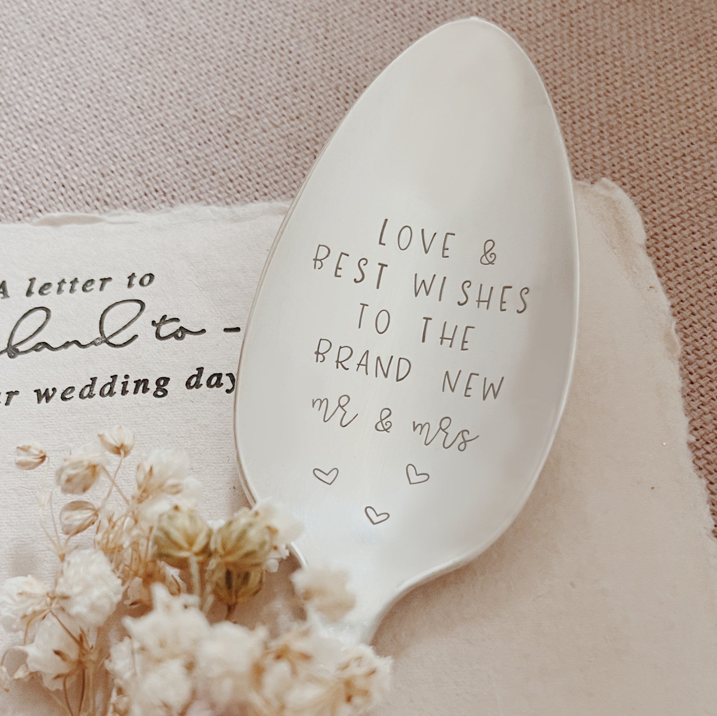 Love and Best Wishes To The Brand New Mr & Mrs Vintage Stamped Table Spoon