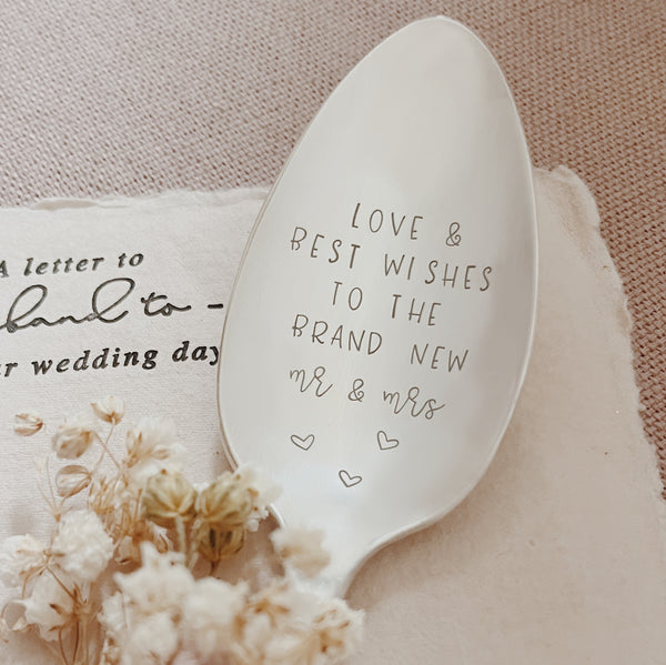 Love and Best Wishes To The Brand New Mr & Mrs Vintage Stamped Table Spoon
