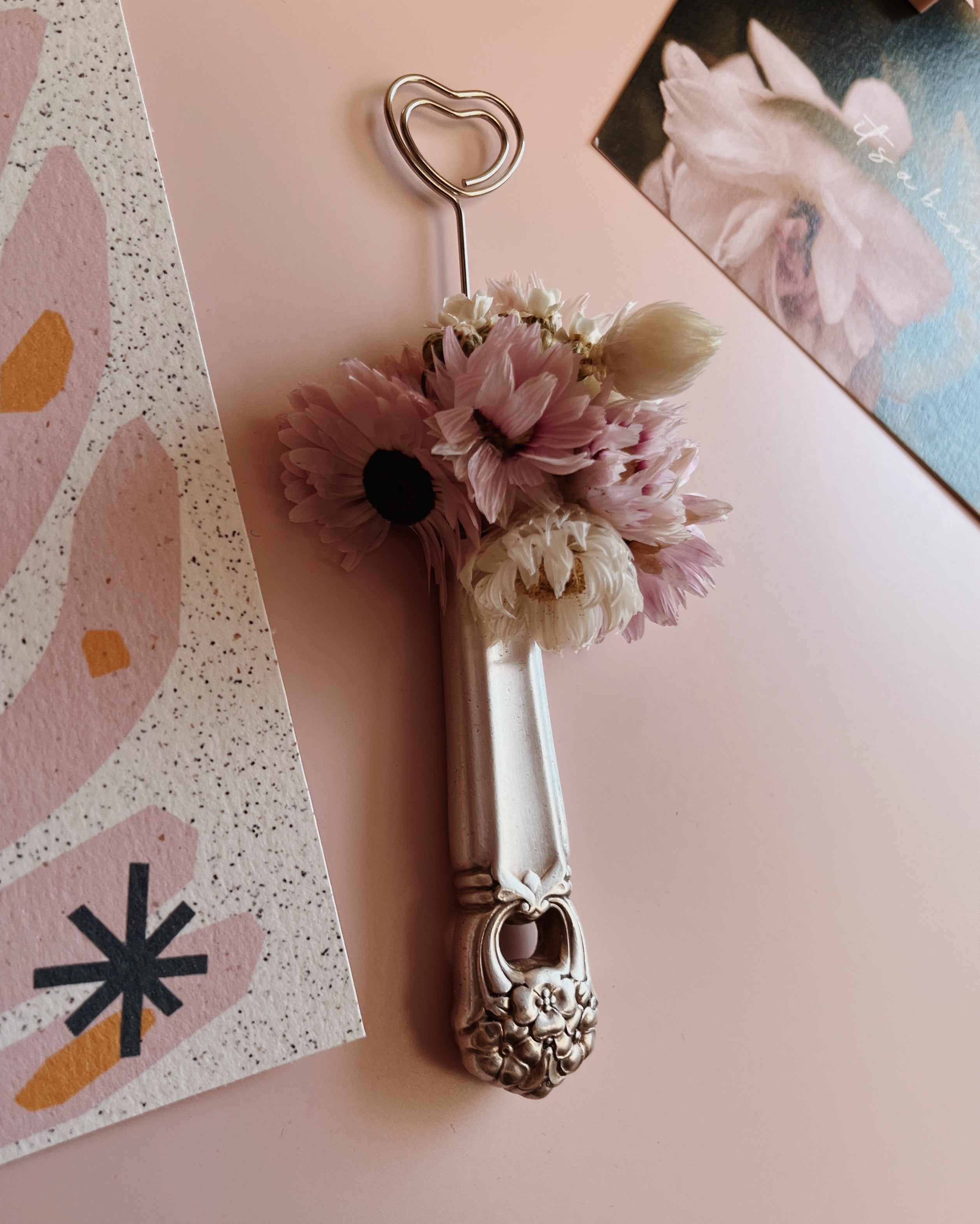 Repurposed Floral Cutlery Magnetic Photo Holder 1