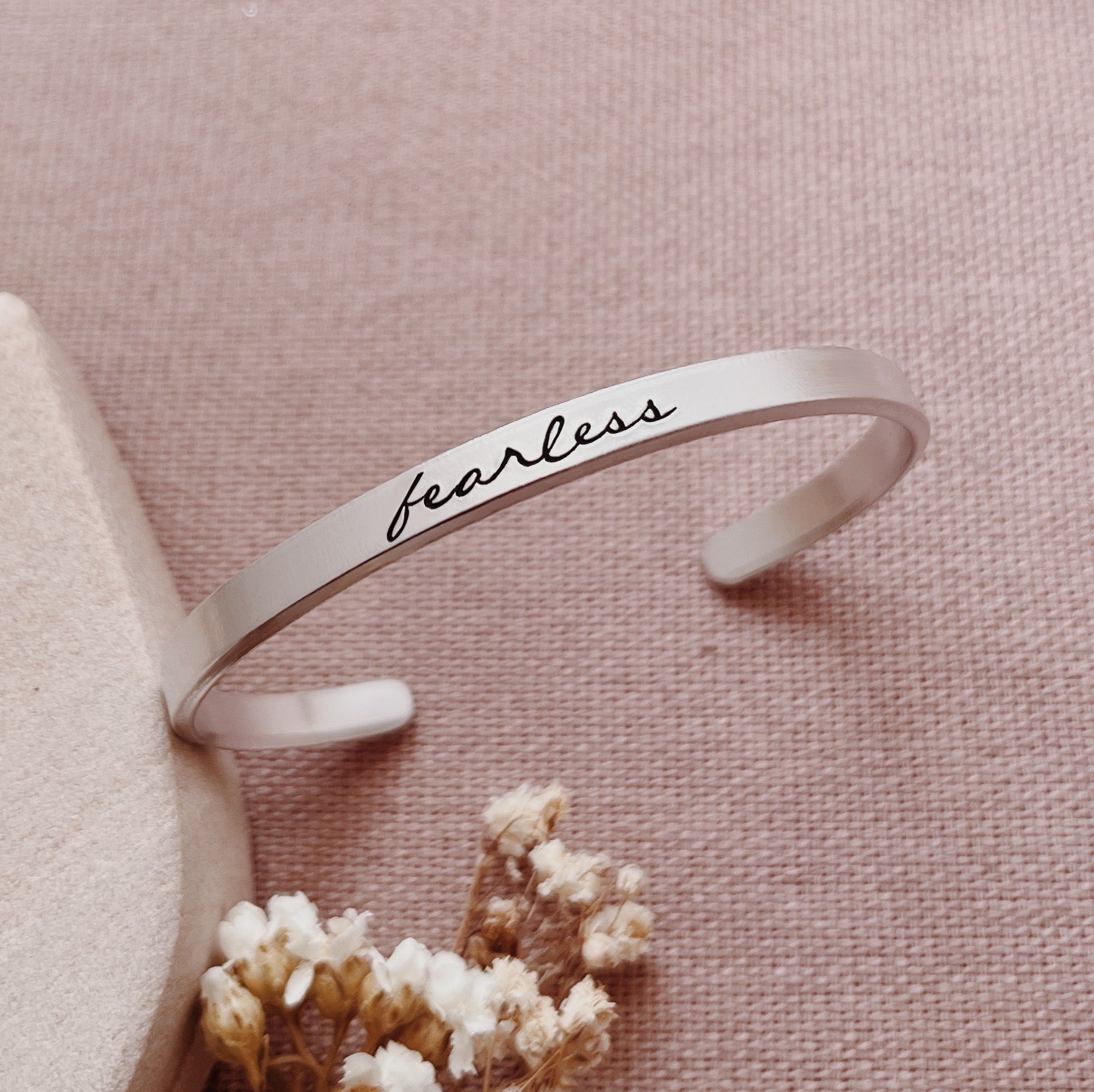 Fearless Stamped Aluminium Skinny Cuff