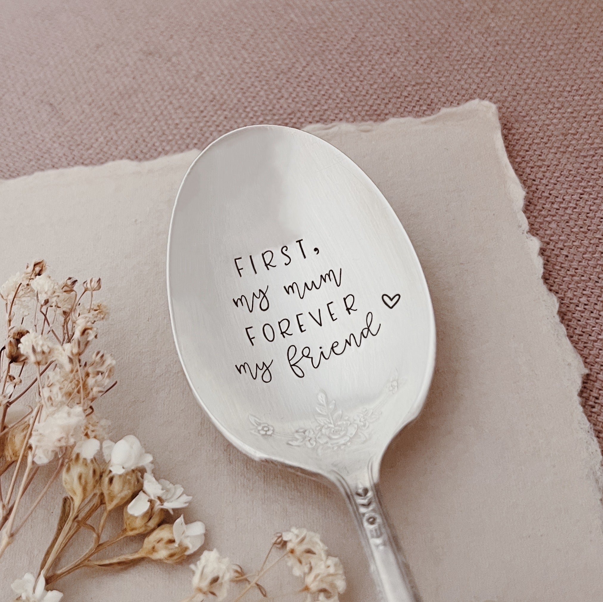 First My Mum, Forever My Friend Vintage Stamped Intricate Spoon