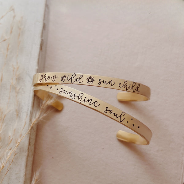 Sunshine Soul Adjustable Brass Cuff Bracelet