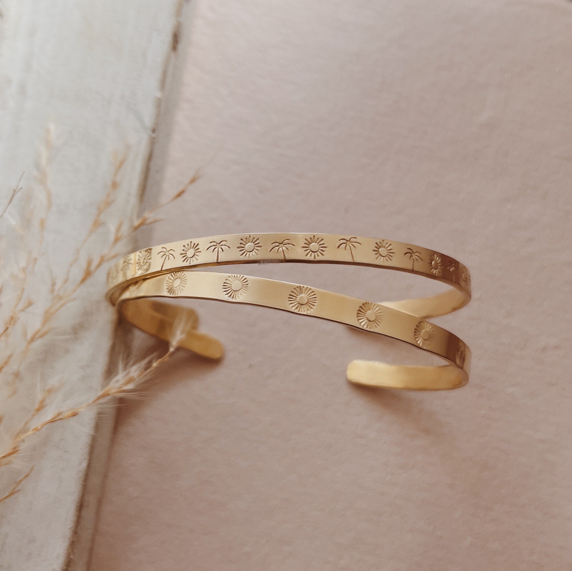 Summer Vibes Adjustable Brass Cuff Bracelet