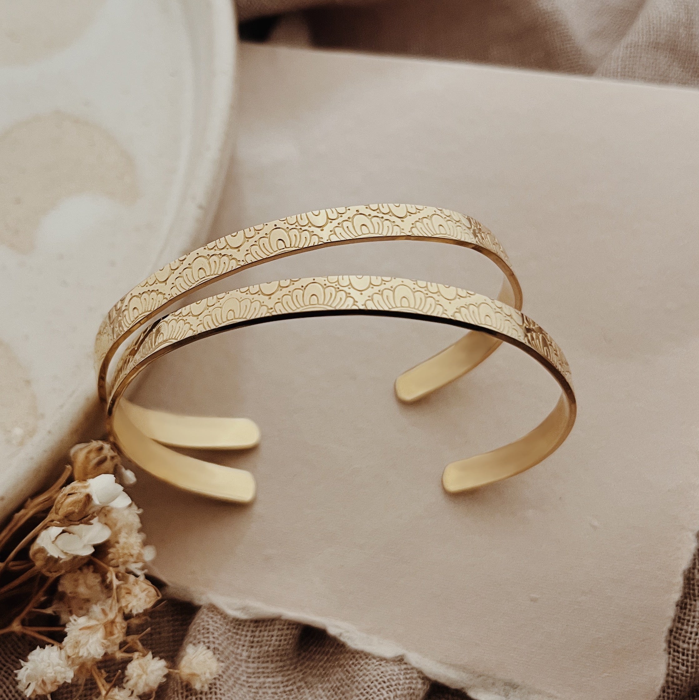 Bloom Arch Adjustable Brass Cuff Bracelet