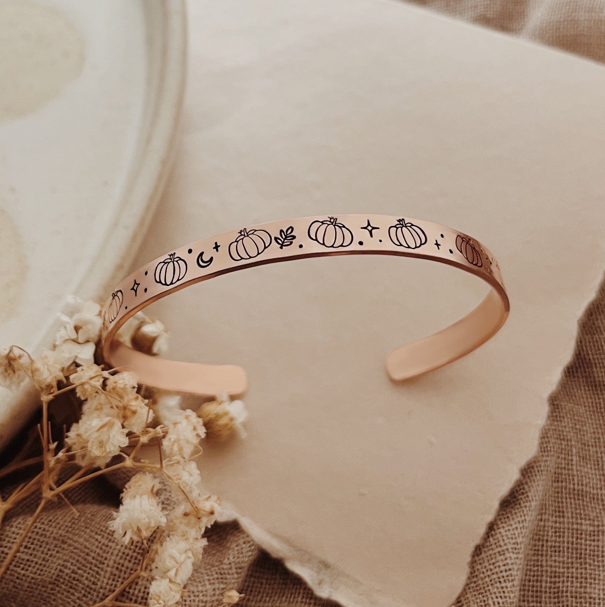 Copper Starry Pumpkin Adjustable Cuff Bracelet