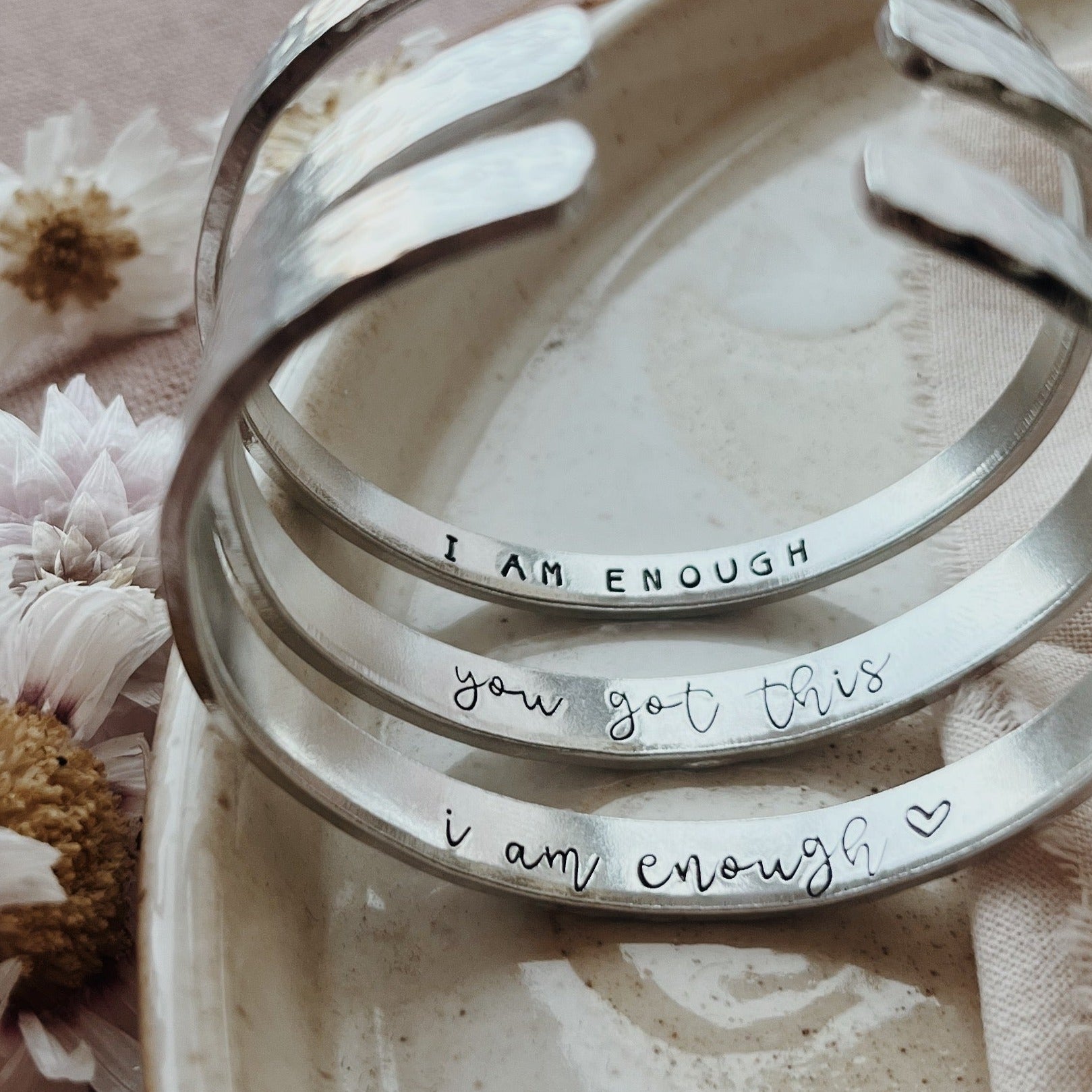 Hammered Effect Secret Message Bracelet Cuff