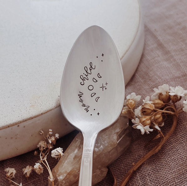 Moon Child Celestial Design - Vintage Stamped Tea Spoon
