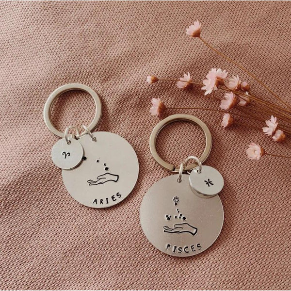 Cosmic Hand, Star Sign Stamped Keyring - [LostPost]