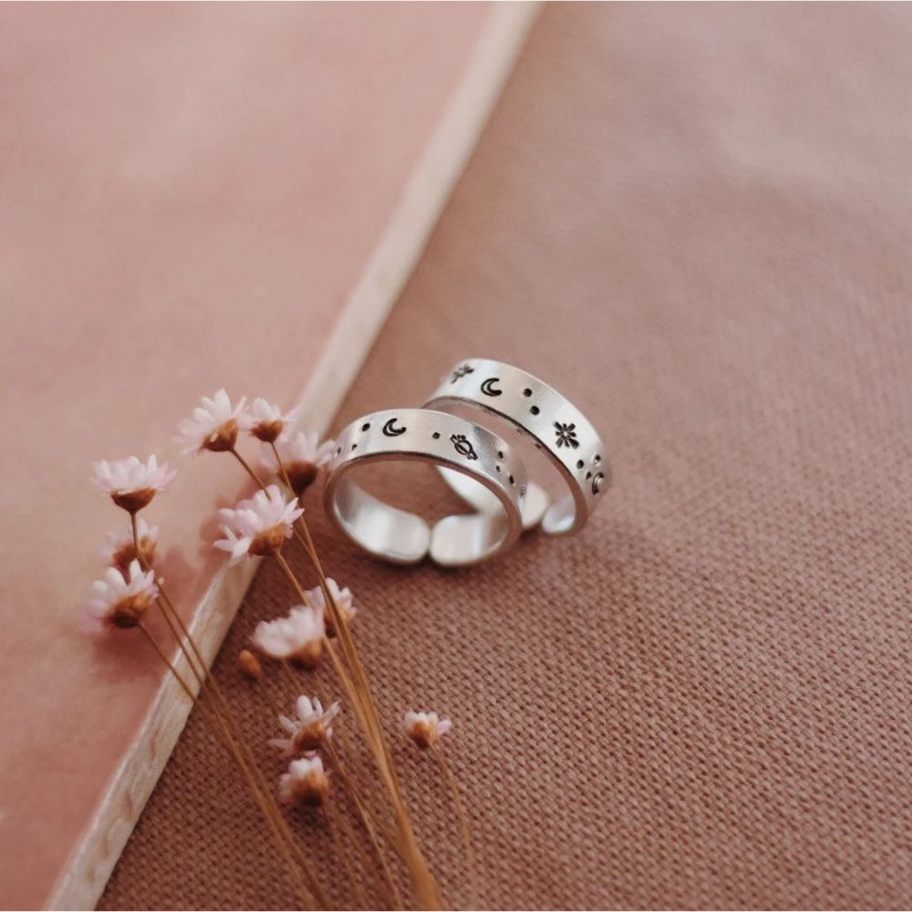 Stamped Patterns Adjustable Ring - [LostPost]