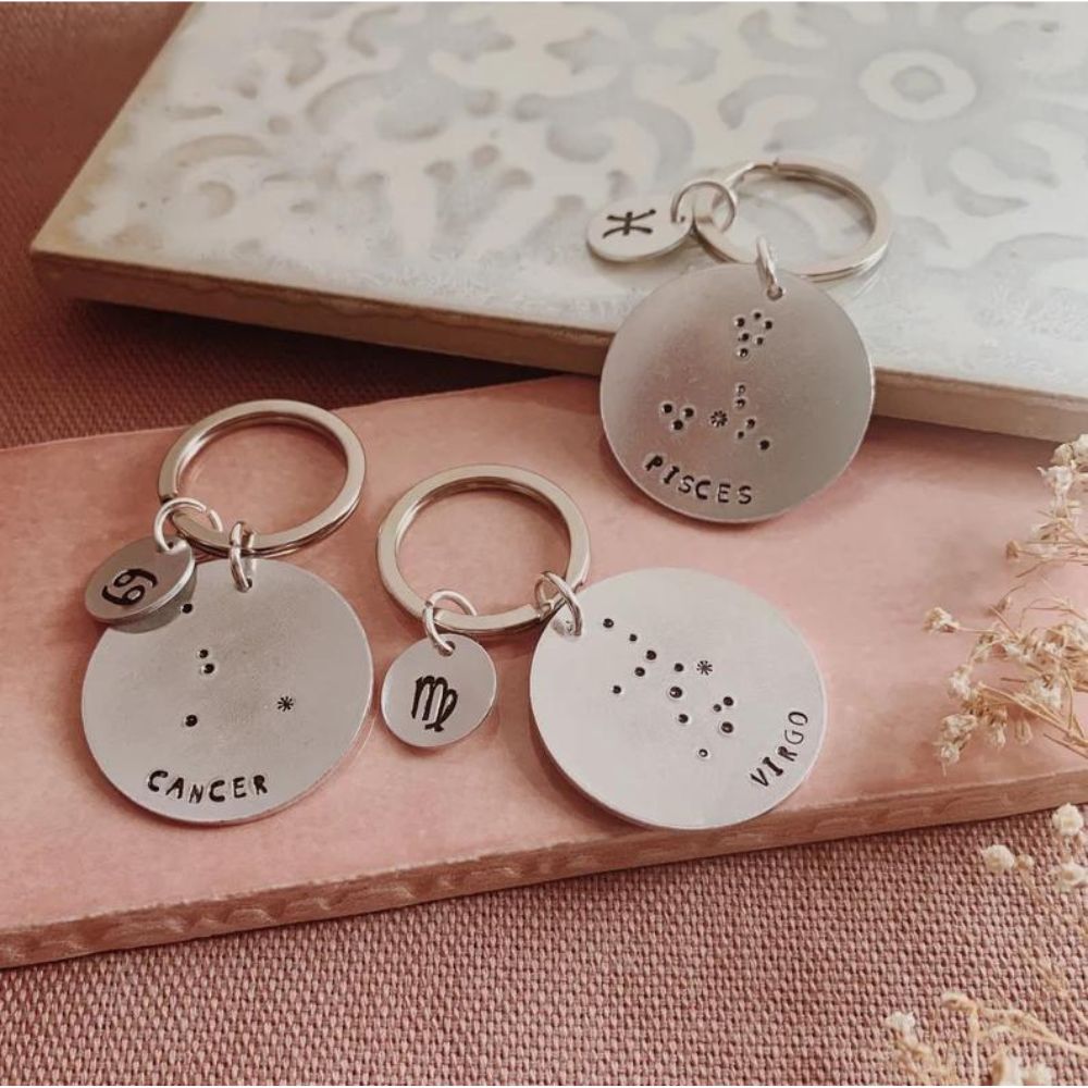 Star Sign Constellation Hand Stamped Keyring - [LostPost]