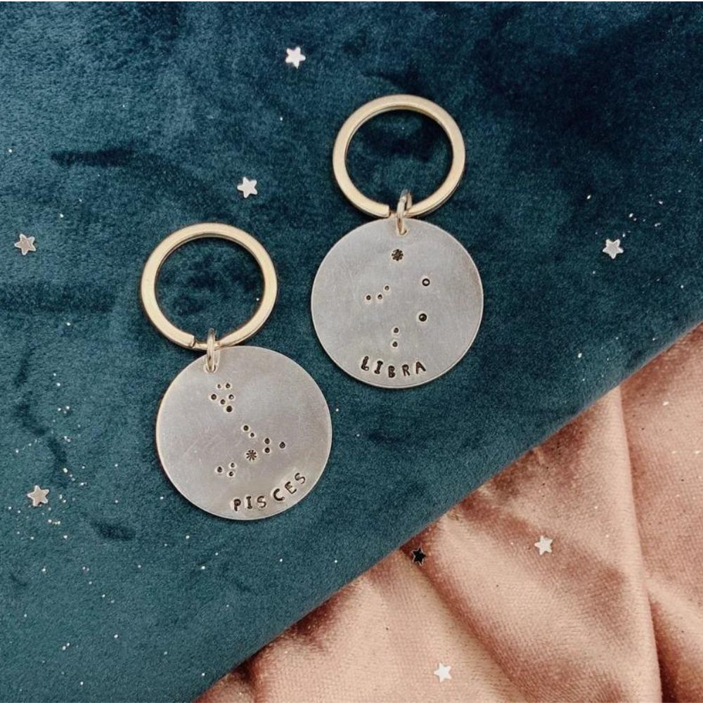 Star Sign Constellation Hand Stamped Keyring - [LostPost]