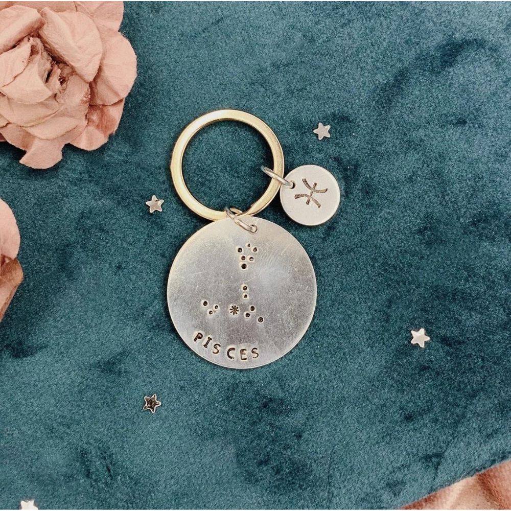 Star Sign Constellation Hand Stamped Keyring - [LostPost]