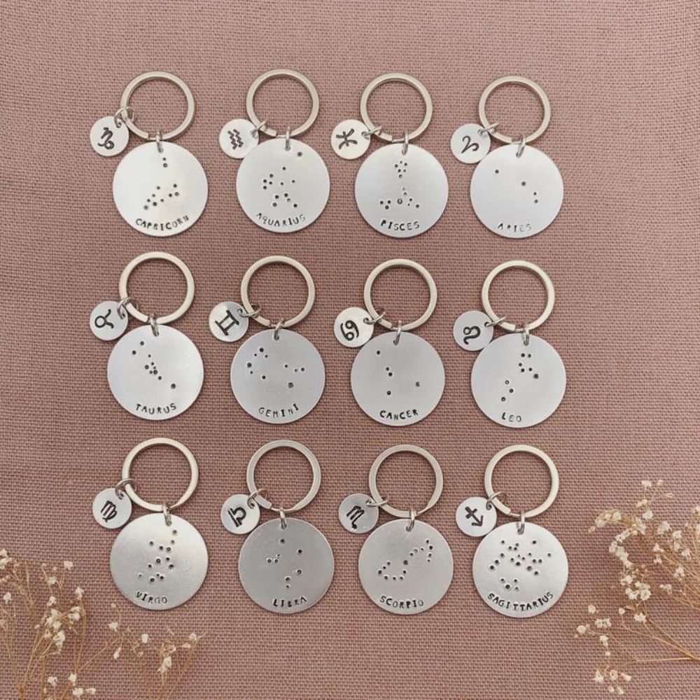 Star Sign Constellation Hand Stamped Keyring - [LostPost]