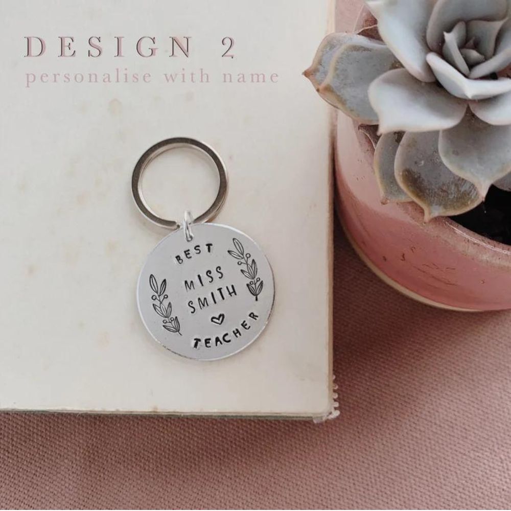 Personalised Teachers Hand Stamped Circle Keyring - [LostPost]