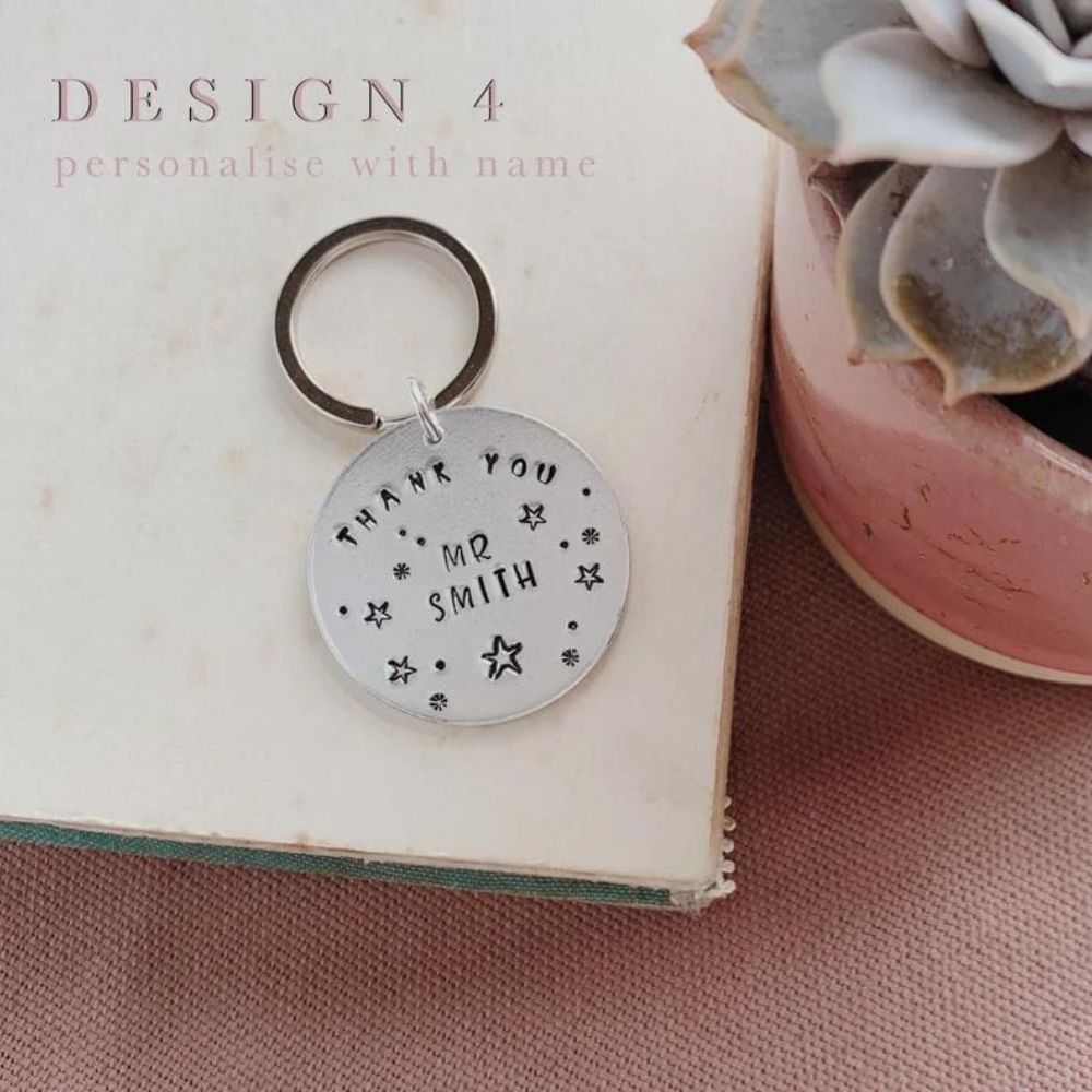 Personalised Teachers Hand Stamped Circle Keyring - [LostPost]