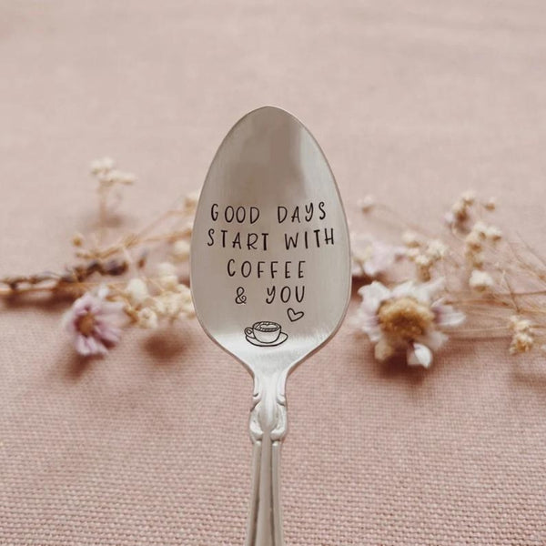 Good Days Start With Coffee & You Vintage Stamped Spoon - [LostPost]